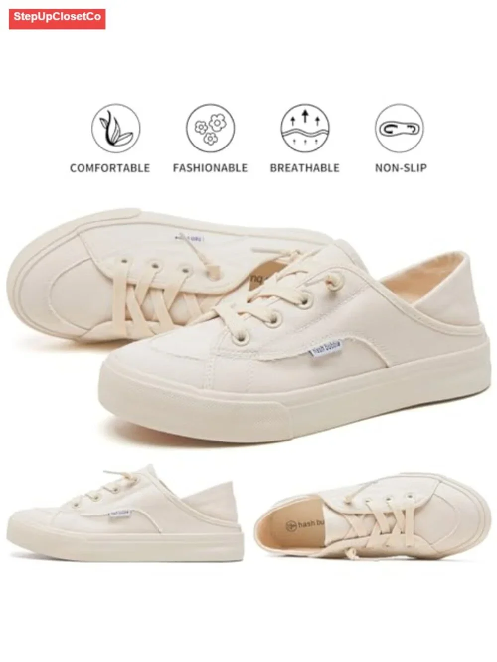Women's Convertible Lace-up Canvas Slip On Shoes Non Slip Loafers Sneakers